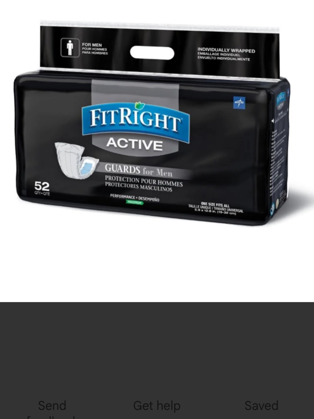 FITRIGHT Active Guards For Men Performance Maximum - 52 Count NWT